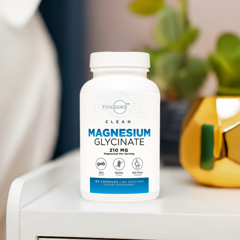 Type Zero Magnesium Glycinate bottle on a table