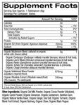Supplement facts label for OM Mushroom Chai Blend showing ingredients like cordyceps, lion’s mane, maca, and vitamin D for immune and focus support.