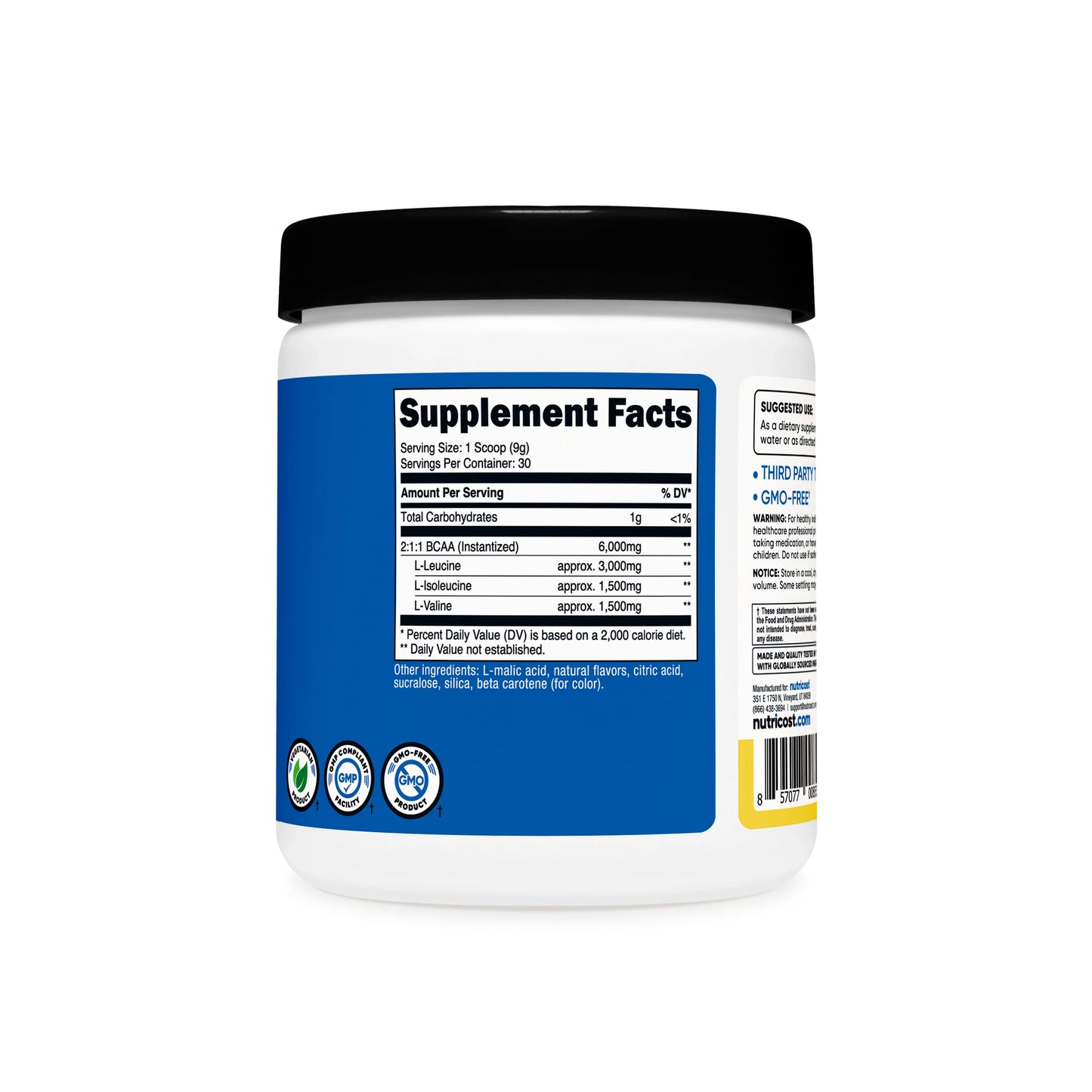 BCAA Powder - Pineapple (30 Servings) | Nutricost