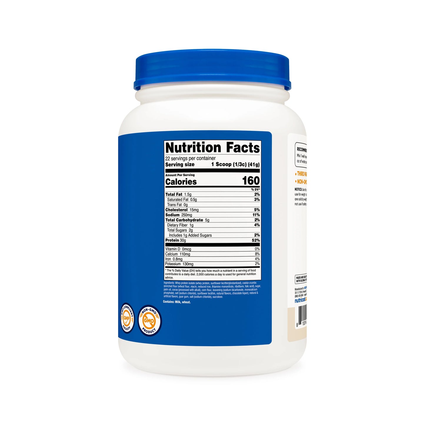 Whey Protein Isolate Powder - Cookies & Cream (2 LB) | Nutricost
