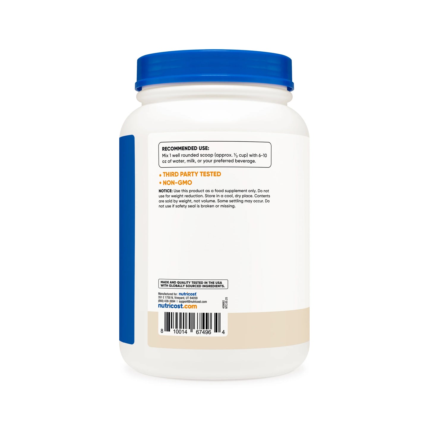 Whey Protein Isolate Powder - Cookies & Cream (2 LB) | Nutricost