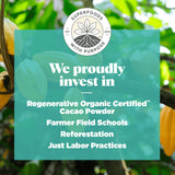Customer reviews highlighting satisfaction with Navitas Organic Cacao Powder’s quality and flavor.