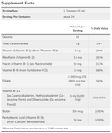Supplement Facts panel of Nature’s Plus Ultra B-12 showing full B-complex content including folate, biotin, B6, and more.