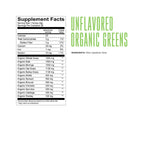 Supplement facts for TransformHQ Organic Greens.