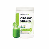 TransformHQ Organic Greens container with green powder.