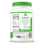 "Orgain Organic Protein Powder – Side view showing nutritional facts and certifications (vegan, gluten-free, non-GMO)."


