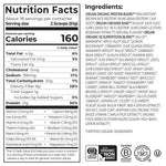 Detailed supplement facts of Organic Vanilla Bean Plant-Based Protein Powder, USDA organic and vegan-friendly nutrition profile.


