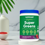 Nutricost Organic Super Greens Powder on marble surface.