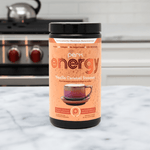 Perk Energy Vanilla Caramel Steamer on kitchen counter