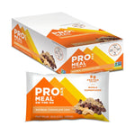 Probar Meal Bar Oatmeal Chocolate Chip case with 12-pack box and individual bar wrapper, high-protein plant-based energy bar with oats and chocolate chips