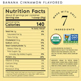 Truvani Organic Protein powder nutrition label highlighting USDA Organic certification, 7 clean ingredients, and 20g of plant protein per serving.