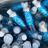 Eco-friendly aluminum bottled alkaline spring water USA chilled and ready to enjoy.

