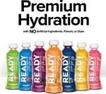 "Assorted flavors of Ready Protein Water showcasing variety including Orange Mango, Berry Lemonade, and more"

