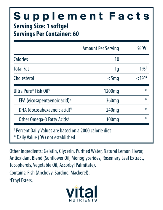 Ultra Pure® Fish Oil 700 Pharmaceutical Grade - Vital Nutrients