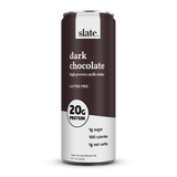 Slate Milk Dark Chocolate high-protein shake front can view – lactose-free, 20g protein, no added sugar.