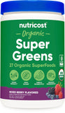 Nutricost Organic Super Greens Powder front view.