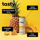 Tru Defense Pineapple Sparkling Water with real pineapple, ginger, and cayenne – tasty functional drink for immune support.


