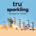 Tru Sparkling functional seltzer collection – variety of flavors with clean label and real fruit juice, including Tru Defense pineapple.

