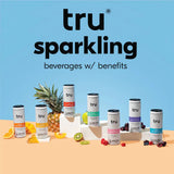 Tru Sparkling functional seltzer collection – variety of flavors with clean label and real fruit juice, including Tru Defense pineapple.


