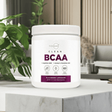 Type Zero BCAA Blackberry Lemonade supplement with Arginine AKG and L-Carnitine for muscle recovery, energy, and hydration on a marble counter.