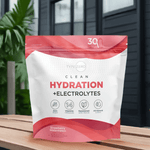 Type Zero Hydration Stick Packs with clean design on a wooden bench, highlighting zero sugar, 14 vitamins and minerals, and stevia sweetener.