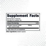 Supplement facts for TypeZero Activated Charcoal Capsules