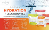 Marketing banner for Type Zero Hydration Stick Packs showcasing all flavors with benefits like electrolyte replenishment, vitamins, and zero sugar.