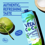 Vita Coco Original Coconut Water bottle promoting authentic refreshing taste, green coconut and tropical flavor.