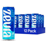 Zevia Kola Energy Drink – Zero Sugar, Zero Calories, 120 mg Caffeine 12-pack in blue tray with cans arranged for retail or bulk purchase display.