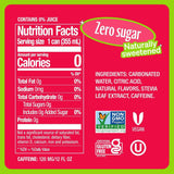 Zevia Strawberry Kiwi Energy Drink nutrition label showing zero sugar, zero calories, vegan, non-GMO, and 120mg caffeine per 12 oz can.