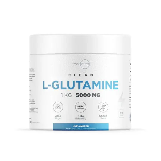 Type Zero Clean L-Glutamine 1kg container front label