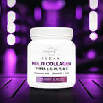 TypeZero Multi Collagen jar with purple lights background