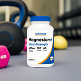 Magnesium+ Extra Strength Capsules in gym setting