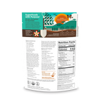 Back view of Navitas Organics Mulberries 8oz package showing nutrition facts, recipes, and product certifications: USDA Organic, Non-GMO.