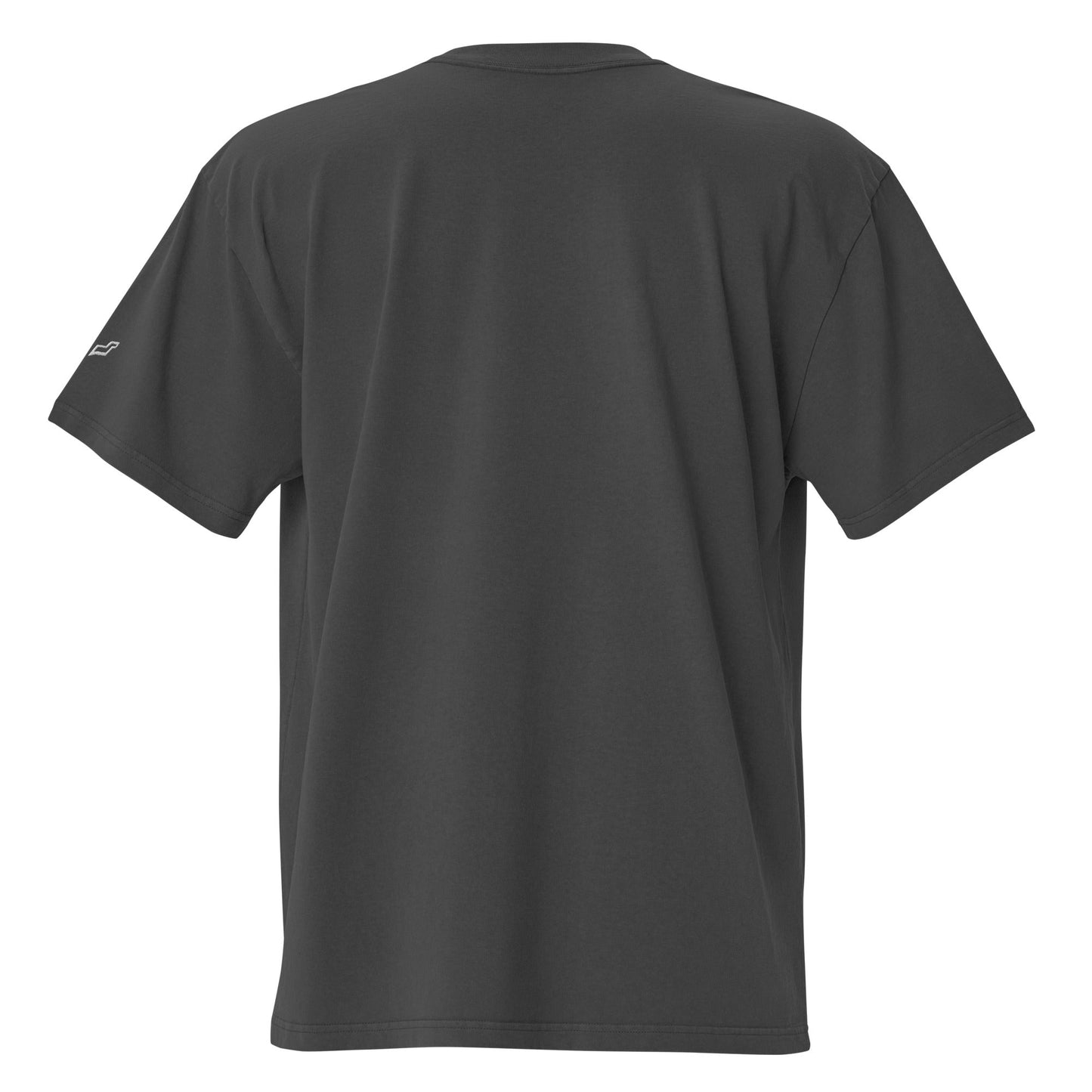 Back view of Velite Armor Oversized Embroidered Tee – Premium Heavyweight in charcoal, showcasing relaxed oversized fit.