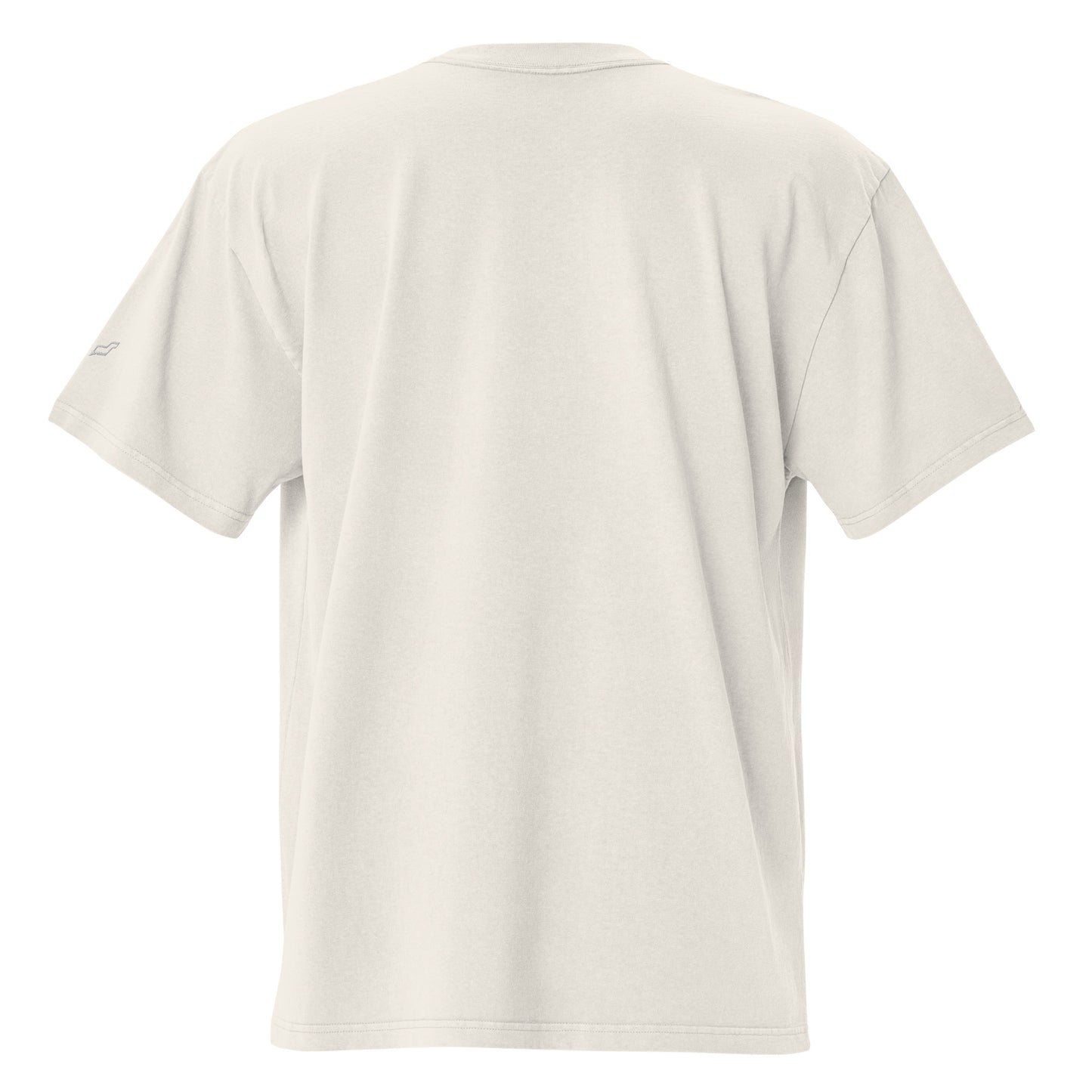 Back view of Velite Armor Oversized Embroidered Tee – Premium Heavyweight in off-white, showcasing oversized streetwear cut.