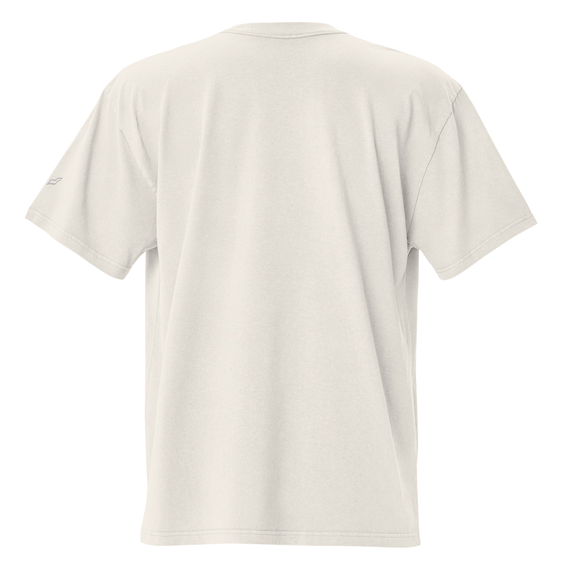 Back view of Velite Armor Oversized Embroidered Tee – Premium Heavyweight in off-white, showcasing oversized streetwear cut.
