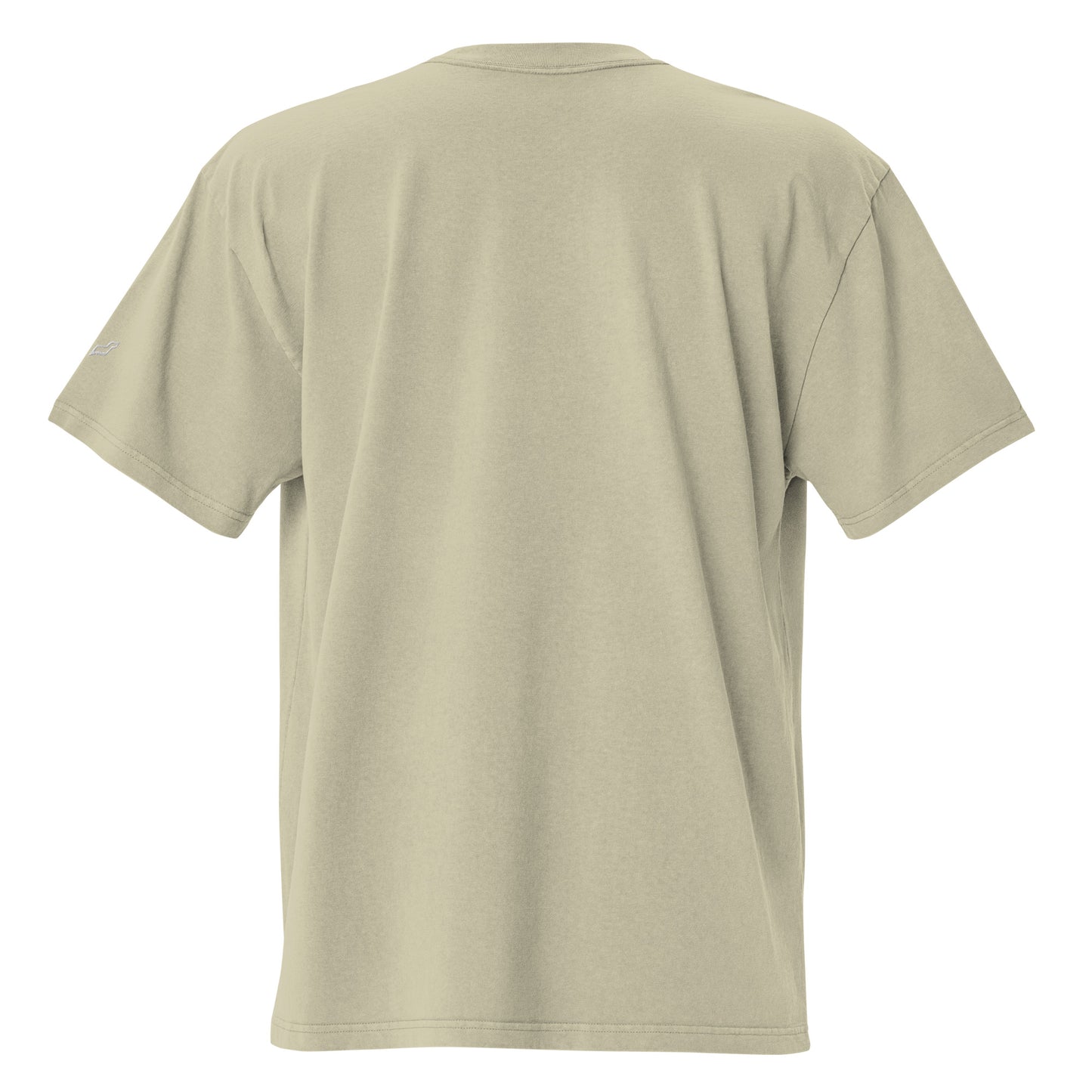 Back view of Velite Armor Oversized Embroidered Tee – Premium Heavyweight in sage green, emphasizing premium oversized fit.