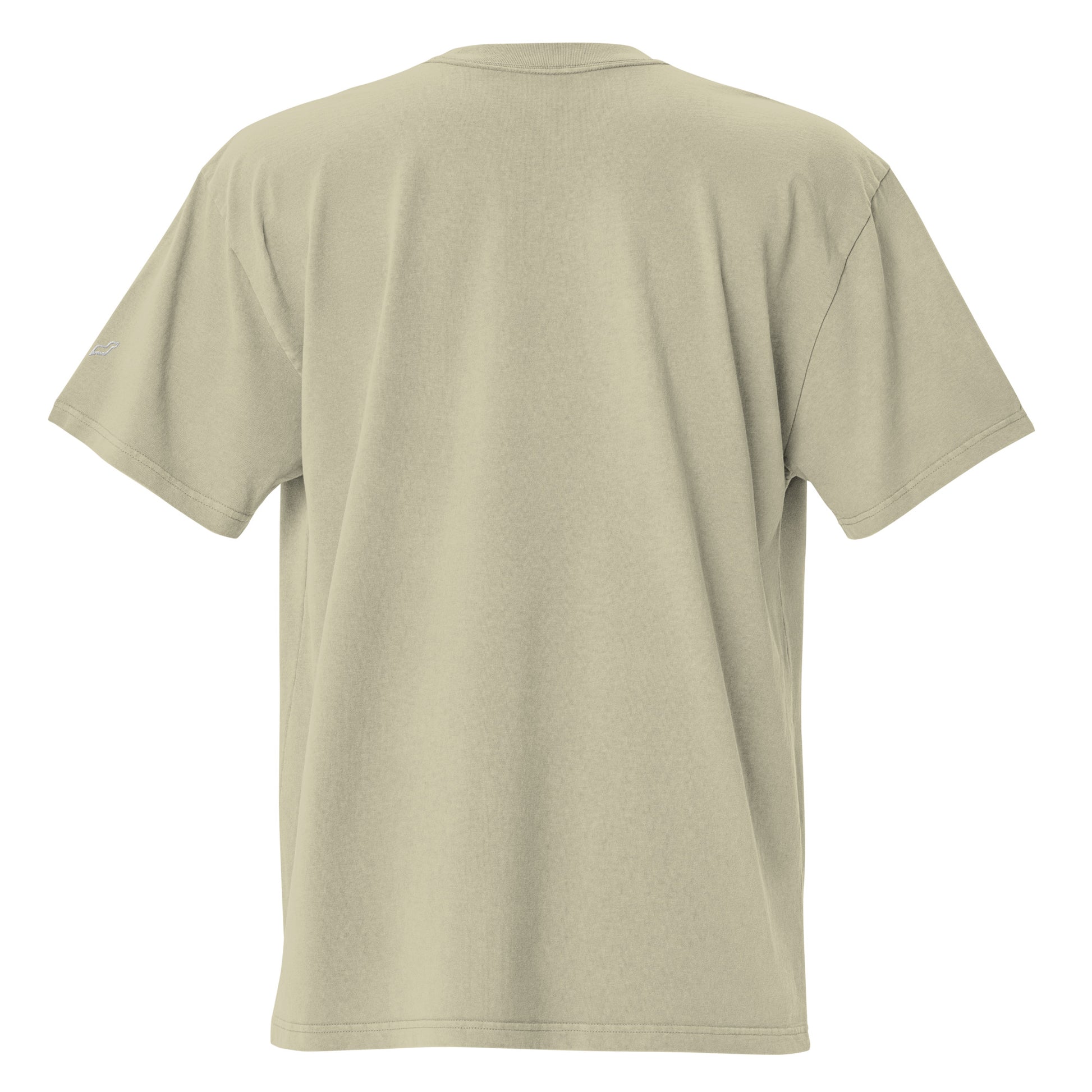 Back view of Velite Armor Oversized Embroidered Tee – Premium Heavyweight in sage green, emphasizing premium oversized fit.