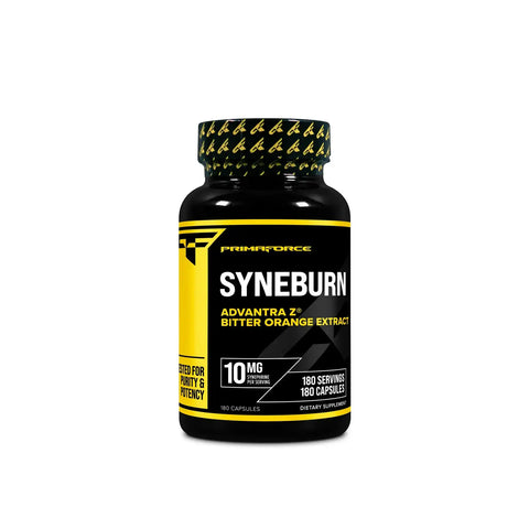 Front view of PrimaForce Syneburn Bitter Orange Extract with Synephrine – 180 capsules bottle for metabolism and energy support