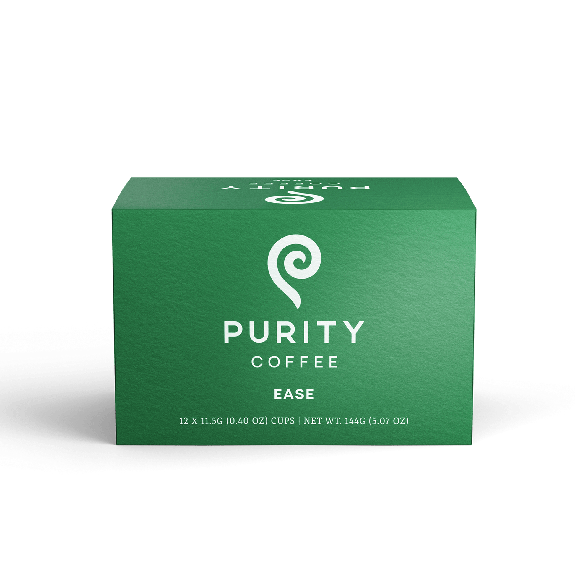EASE: Dark Roast Pods - Organic Coffee box with 12 single-serve Purity Pods™, featuring USDA Organic certified, low acid, full-bodied blend.