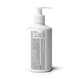 Back label of Velite Essentials Lotion - Vegan Hand Body Care showing ingredients and certifications for eco-conscious skincare shoppers.