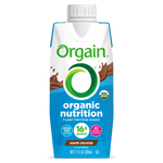 Single bottle of Vegan Organic Nutrition Shake Smooth Chocolate with 16g plant-based protein and USDA Organic certification, ideal for mindful fitness and balanced nutrition.