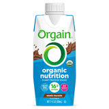 Single bottle of Vegan Organic Nutrition Shake Smooth Chocolate with 16g plant-based protein and USDA Organic certification, ideal for mindful fitness and balanced nutrition.