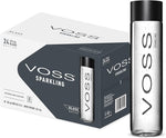 VOSS Still Water 375ml – 24-pack box, premium artesian water from Norway with sleek glass bottles.