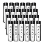 VOSS Still 375ml – multi-pack display of sleek, cylindrical glass bottles for premium hydration.