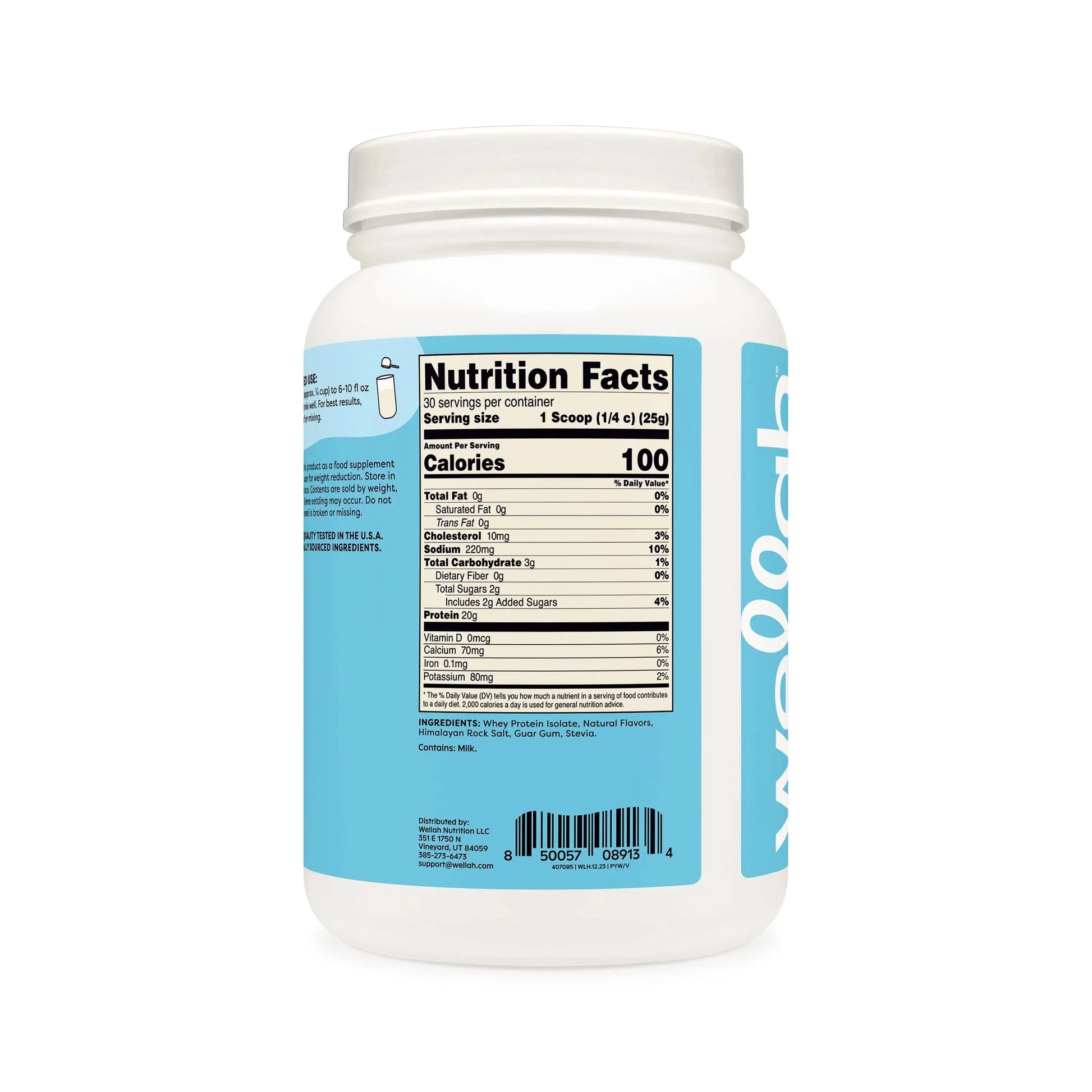 Wellah Protein Your Whey Vanilla nutrition facts
